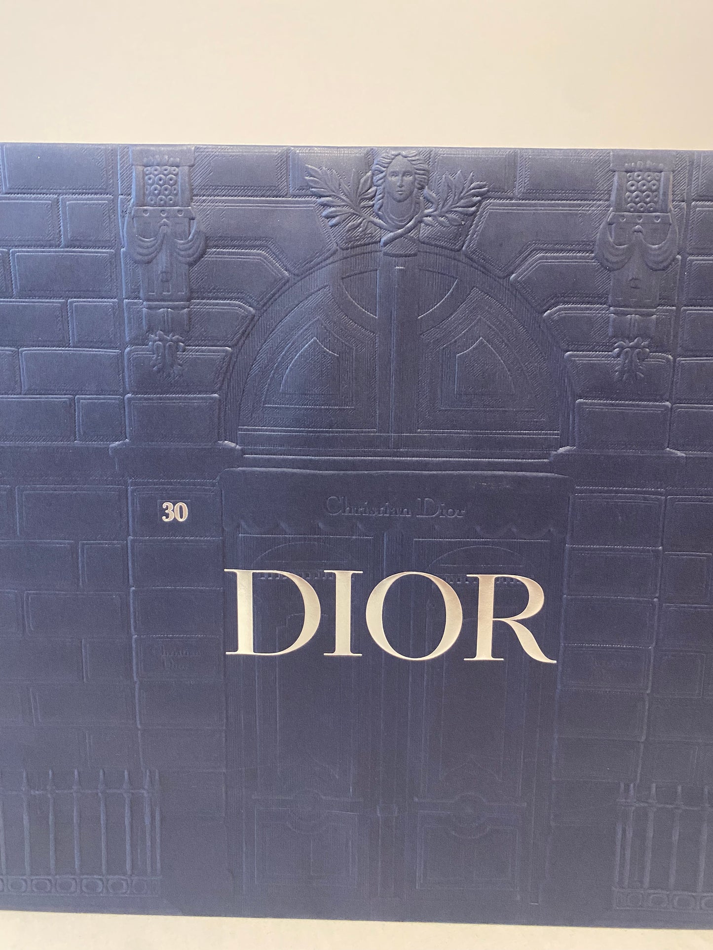 Sac shopping Dior bleu avec relief, différentes tailles